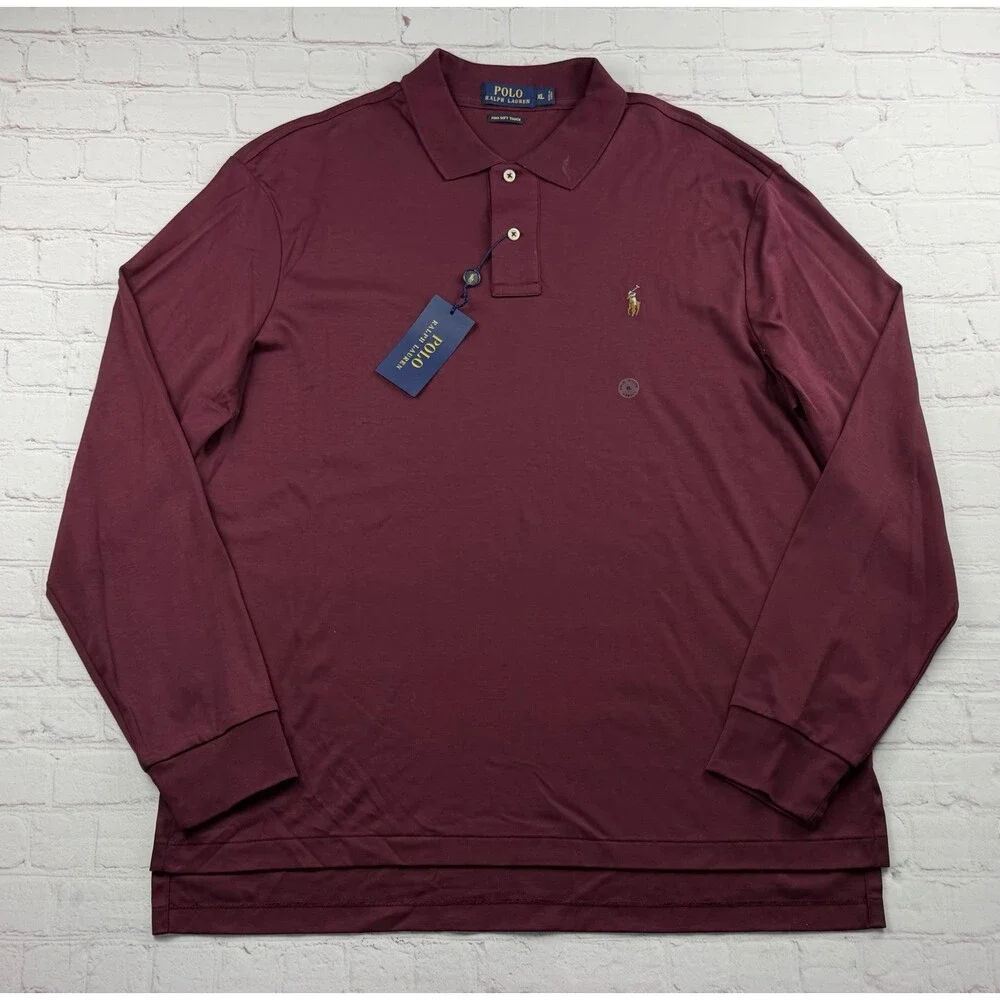 Polo Ralph Lauren Pima Soft Touch Polo Shirt Men's XL Burgundy Long Sleeve Pony